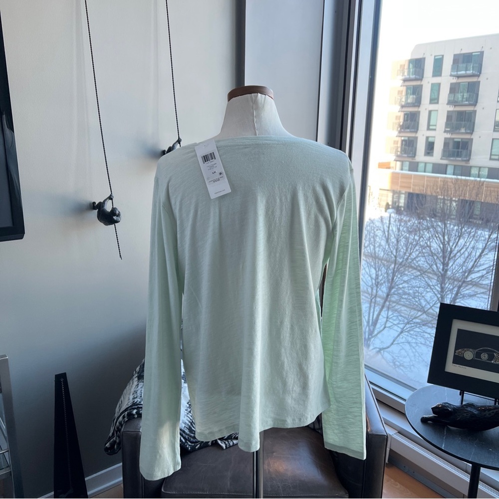 New Eileen Fisher Organic Cotton Slub Long Sleeve Tee in Young Fern - Picture 3 of 6